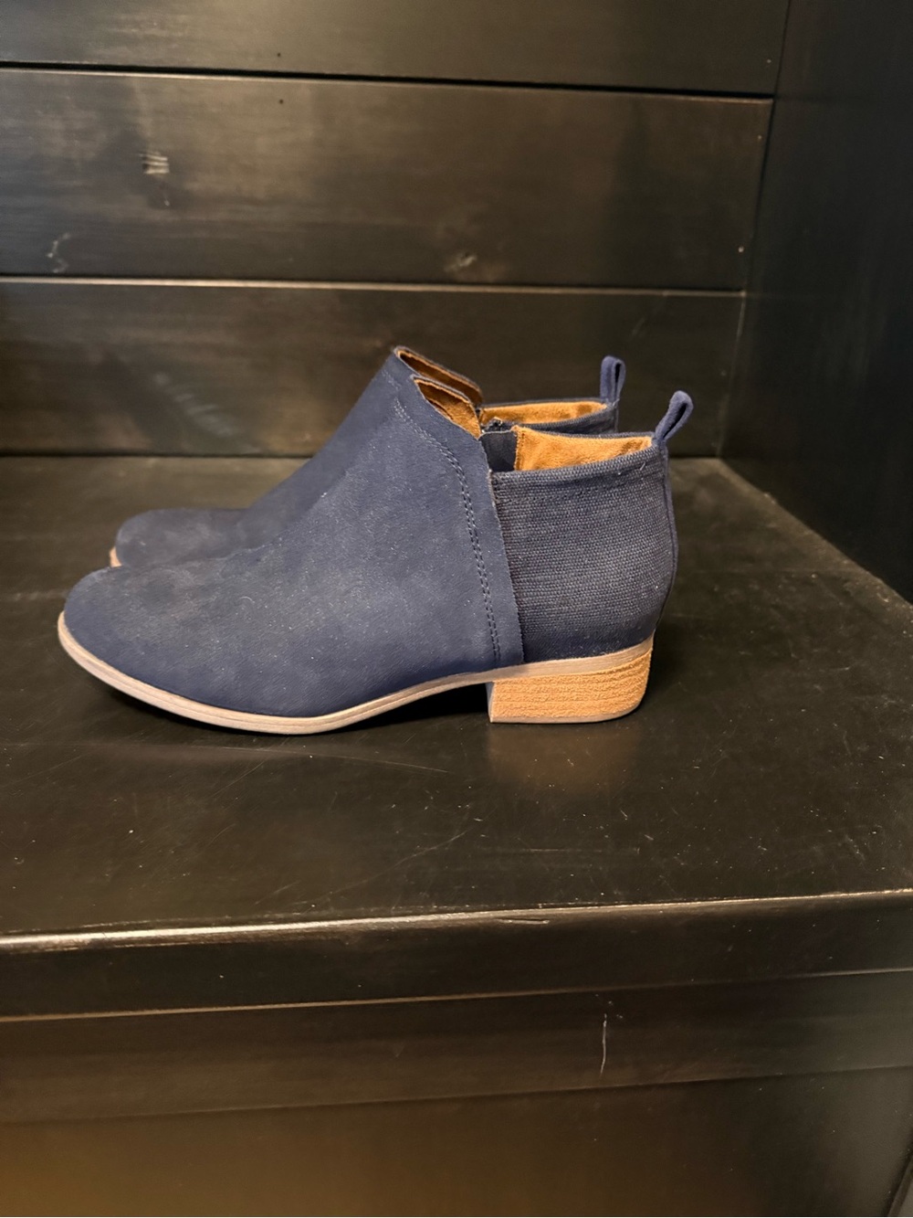 Toms Navy Suede Chelsea Ankle Booties